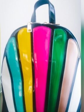 Colorblock Mini Backpack | Rainbow Stripe Statement Bag  Trendy Fashion Backpack